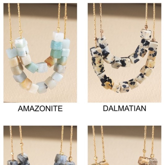 SOLD OUT Dalmatian Cube Natural Stone Double Layer Necklace - Picture 4 of 4